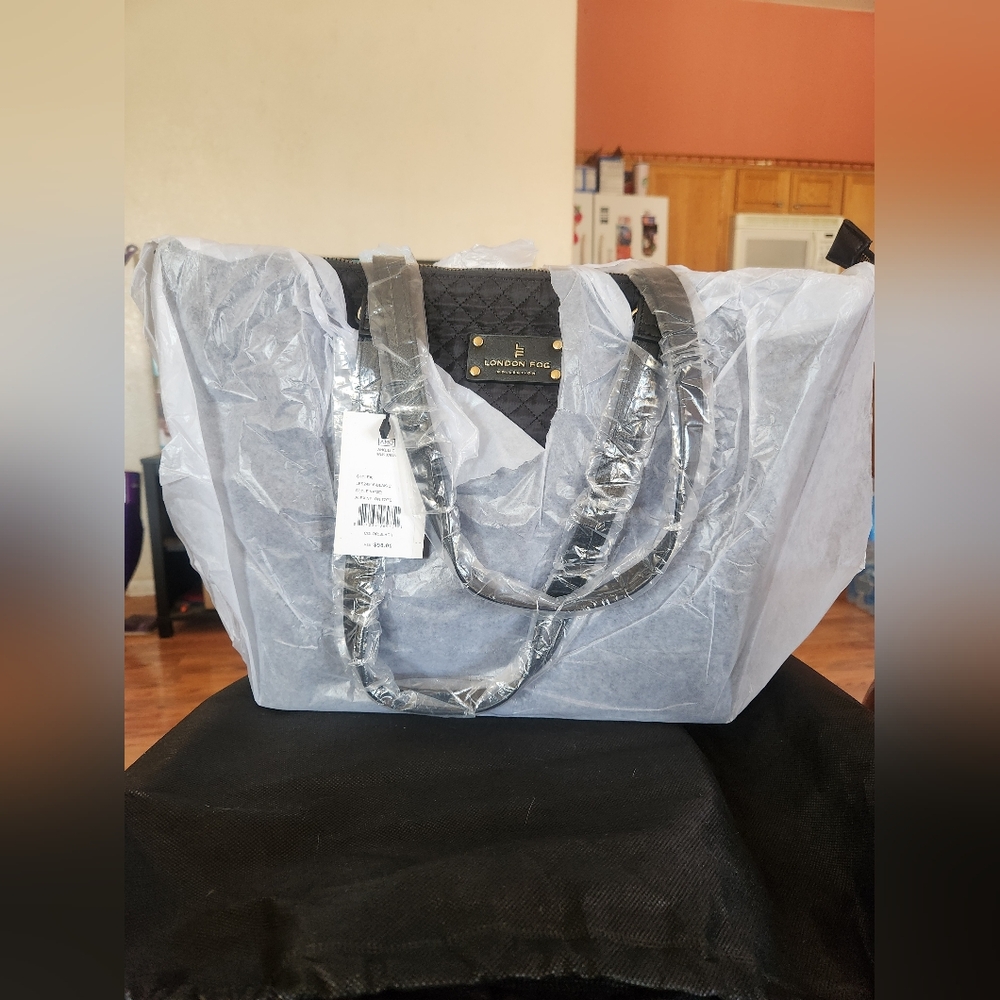 London Fog Black Nylon Tote Bag